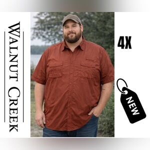 NWT Walnut creek burgundy vented fishing shirt 4X
